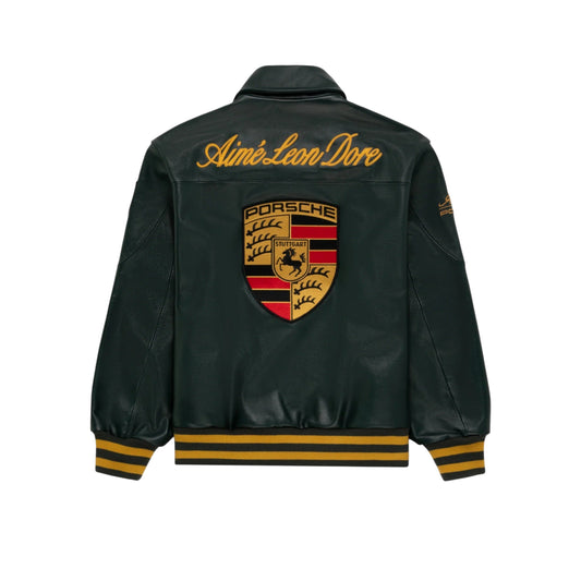 Aime Leon Dore x Porsche 993 Turbo Leather Club Jacket (British Racing Green)
