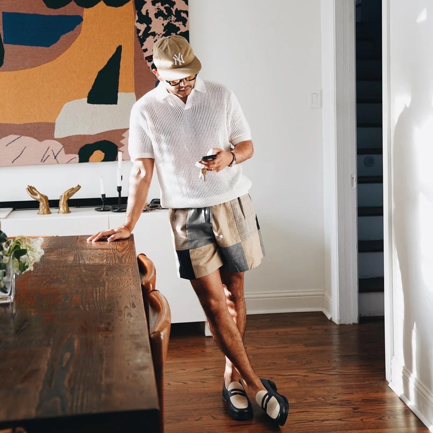 Aime Leon dore Mesh Knit Polo in white