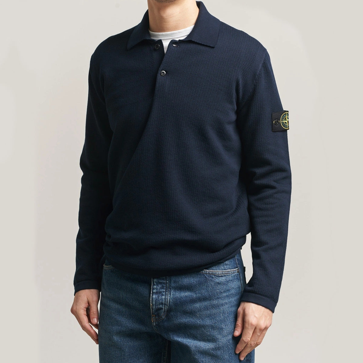 Stone Island Micro Stitch Soft Organic Cotton Polo Navy