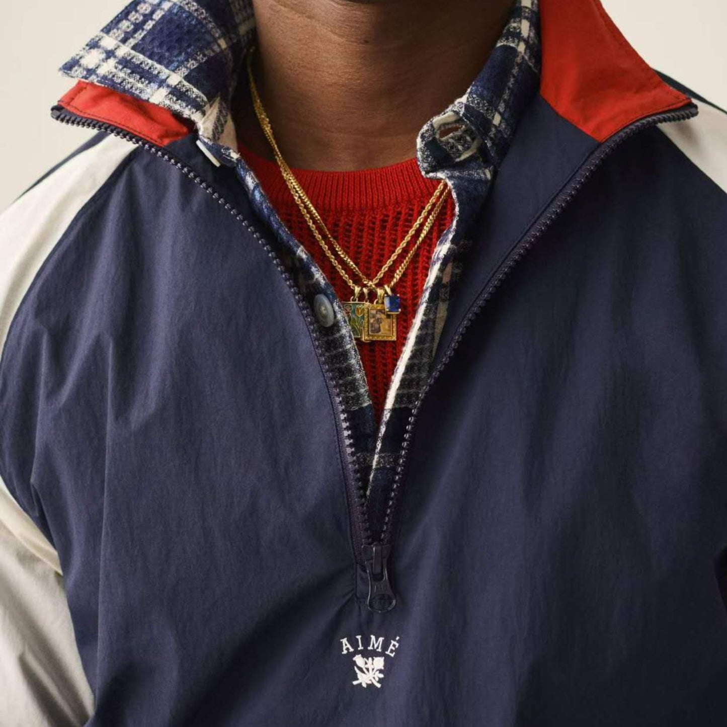 Aimé Leon Dore Crest Nylon Half-Zip Pullover "Navy Blazer"