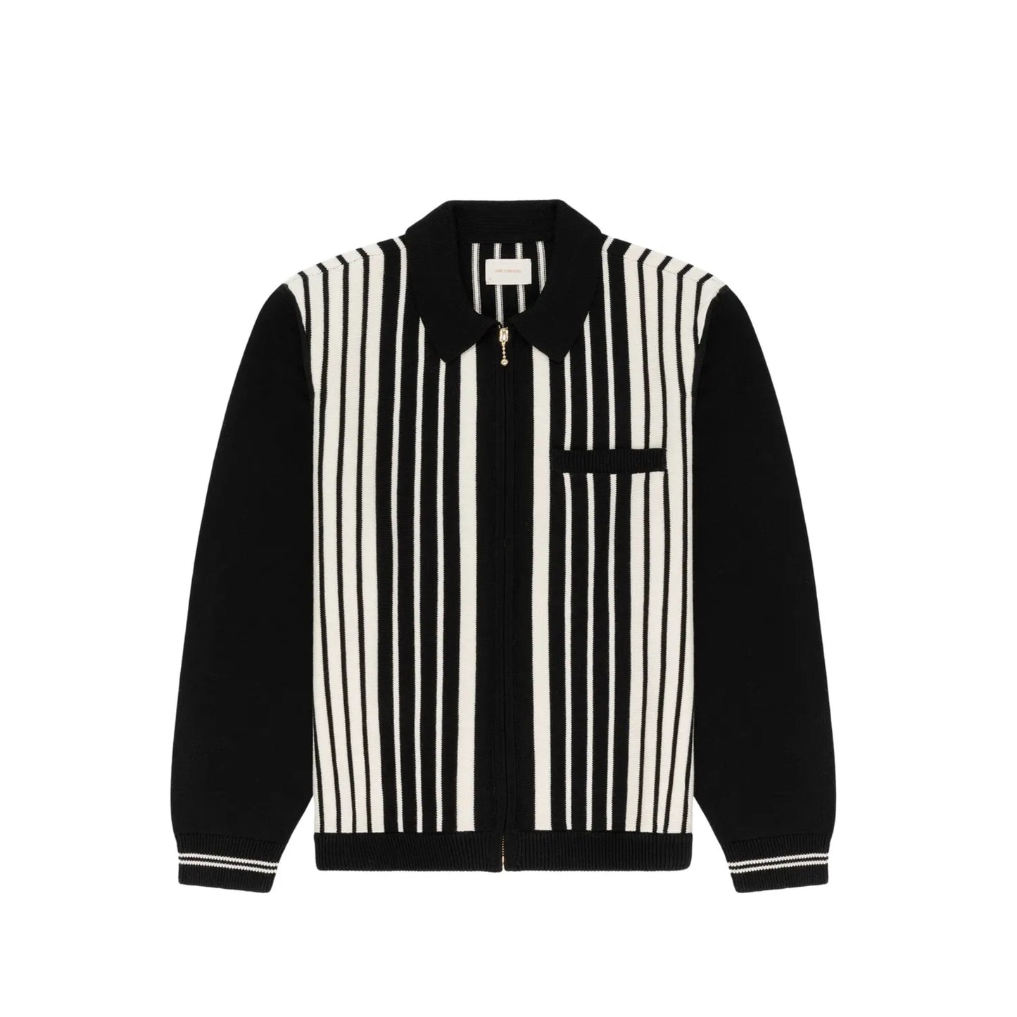 Aime Leon Dore X Popeye magazine Striped Polo Cardigan "Jet Black"