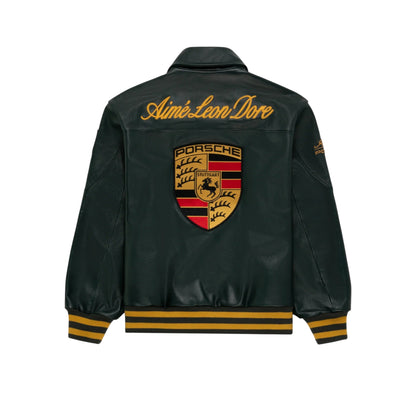 Aime Leon Dore x Porsche 993 Turbo Leather Club Jacket (British Racing Green)