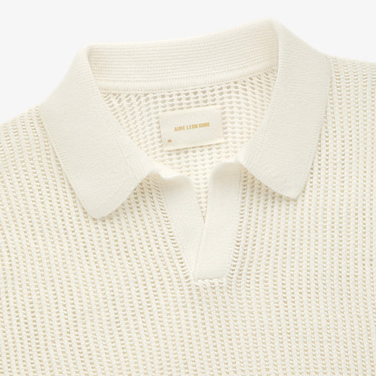 Aime Leon dore Mesh Knit Polo in white