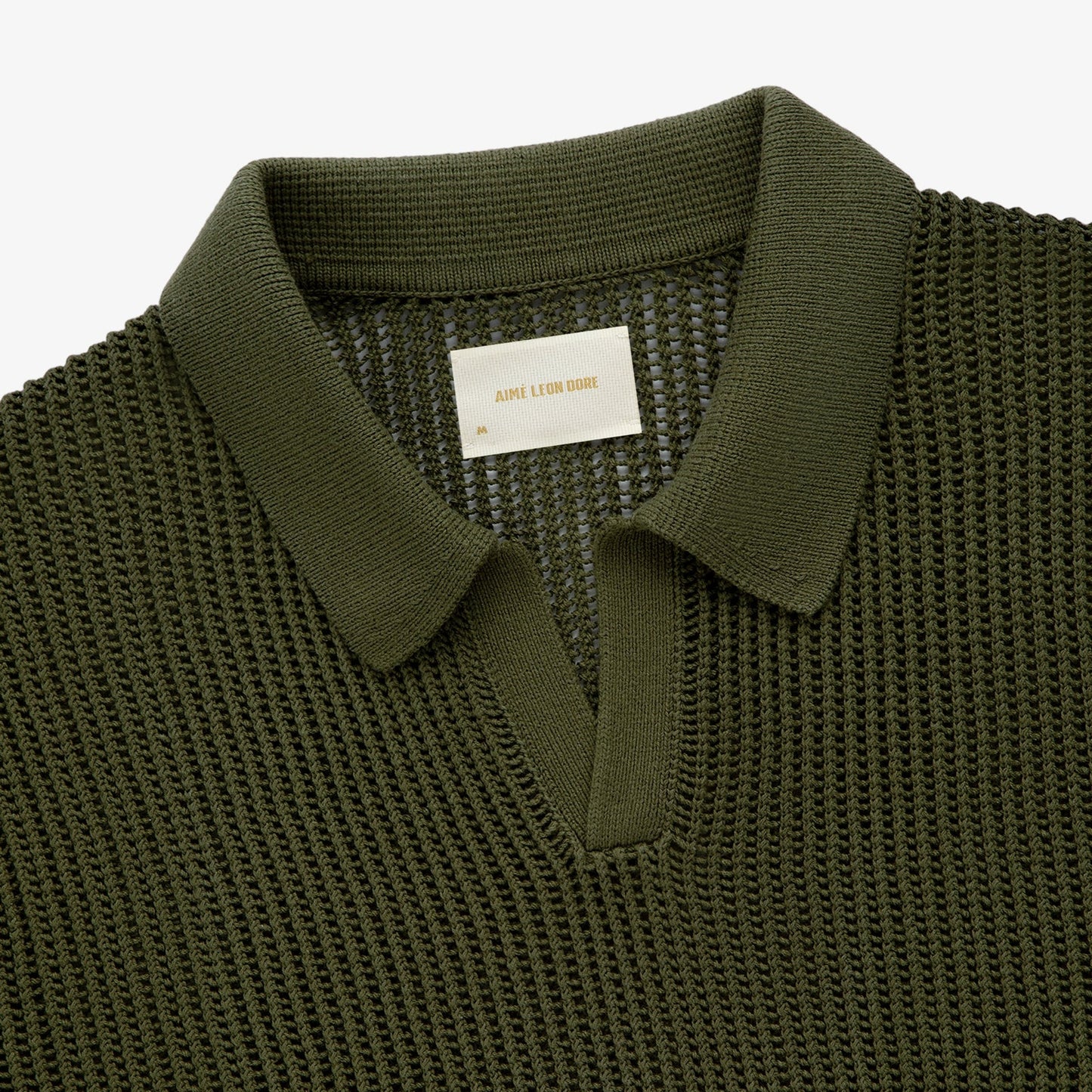 Aime Leon dore Mesh Knit Polo in olive green