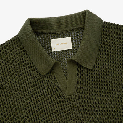 Aime Leon dore Mesh Knit Polo in olive green