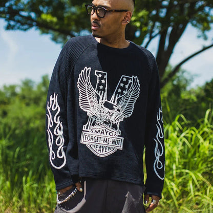 Mayo Eagle Embroidery Thermal Longsleeve Tee Black