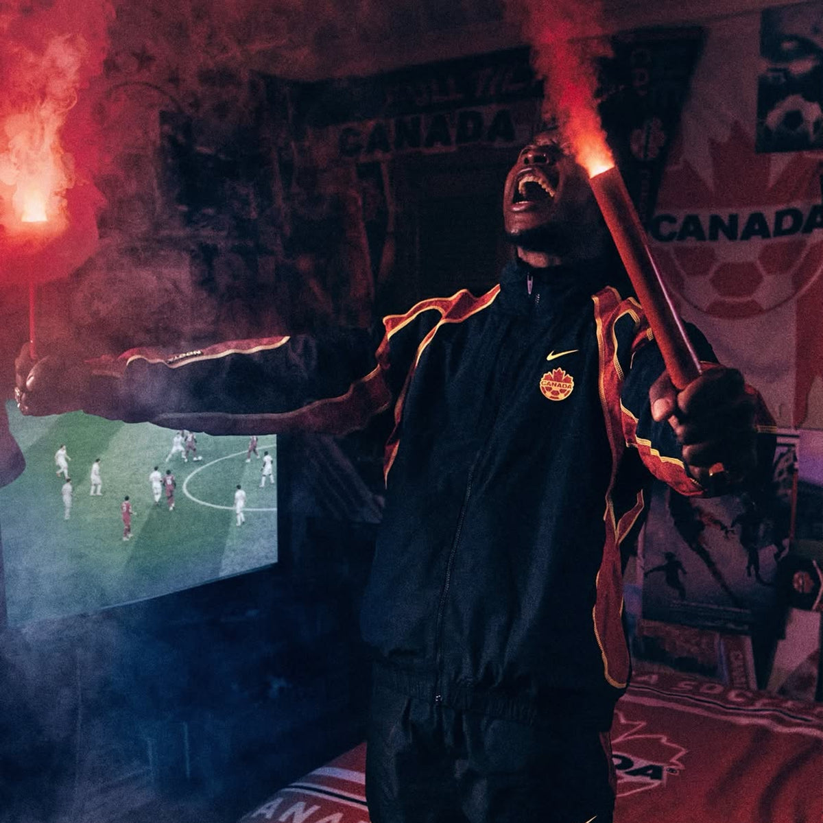 Nike Canada x NOCTA Woven Track Jacket Black / Gym Red / Sonic Yellow