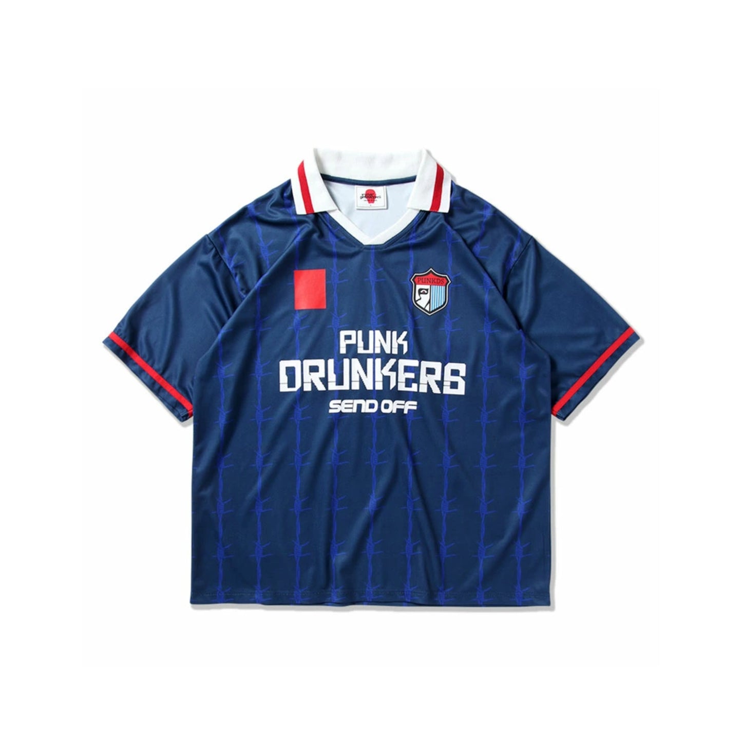 PUNK DRUNKERS Red Card Soccer Shirt-Jersey Navy