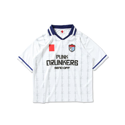PUNK DRUNKERS Red Card Soccer Shirt-Jersey White