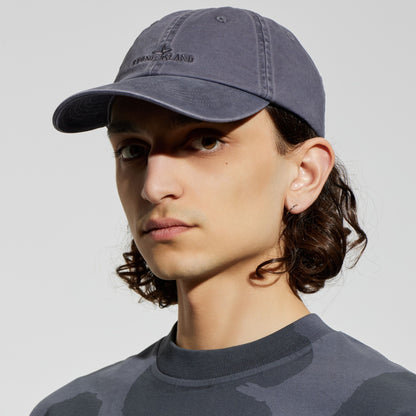 Stone Island Brushed Cotton Gabardine Baseball Cap Blue Grey