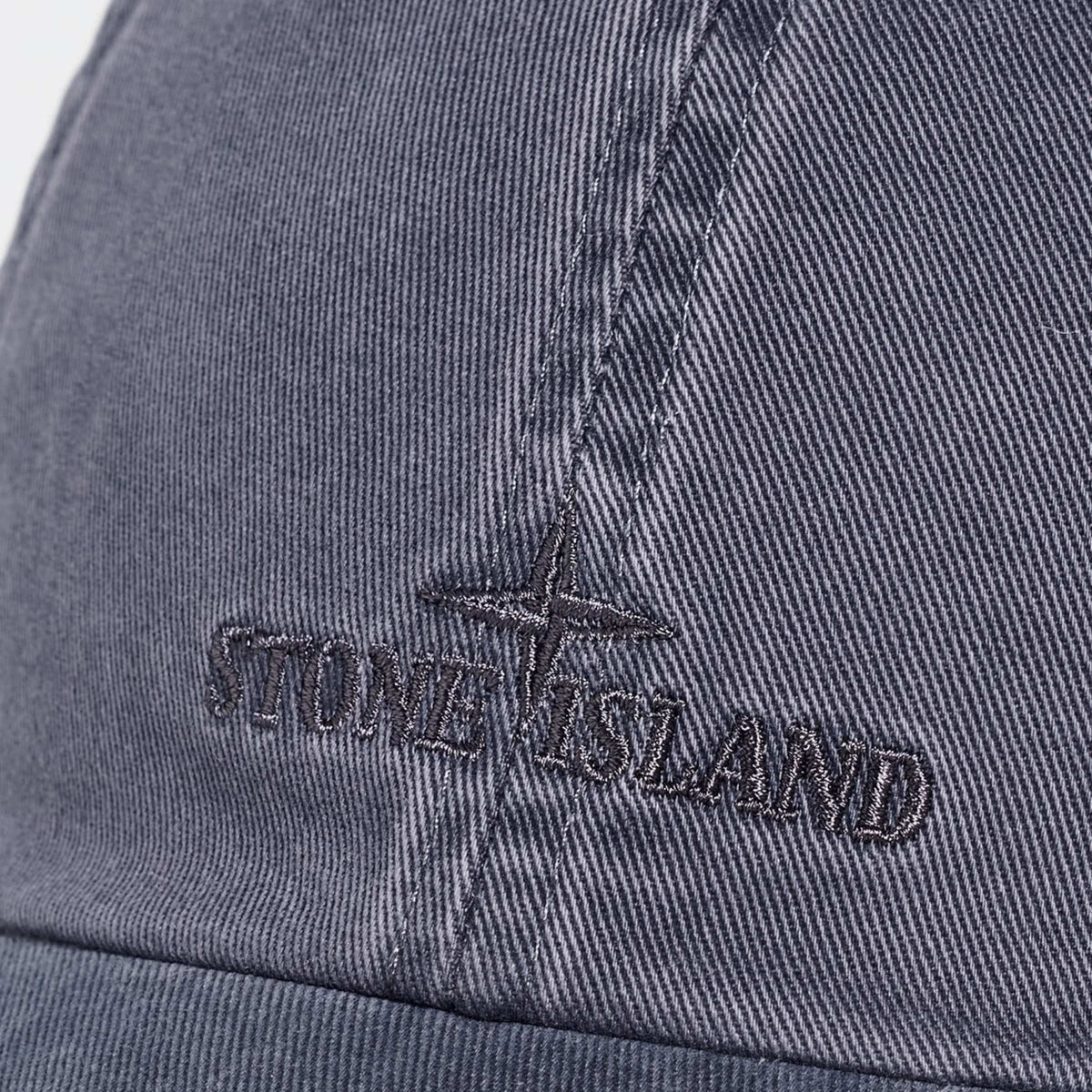 Stone Island Brushed Cotton Gabardine Baseball Cap Blue Grey