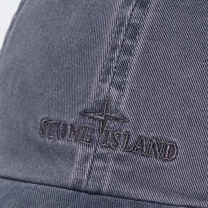 Stone Island Brushed Cotton Gabardine Baseball Cap Blue Grey