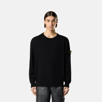 Stone Island Crewneck Jumper With rolled Edge Seams black