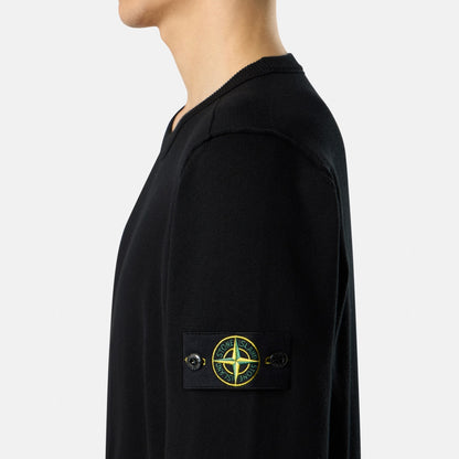 Stone Island Crewneck Jumper With rolled Edge Seams black