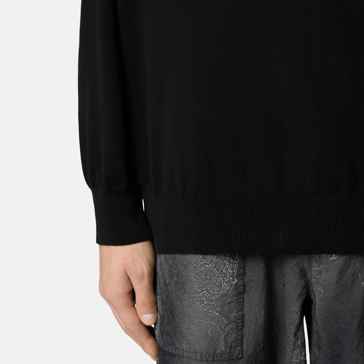 Stone Island Crewneck Jumper With rolled Edge Seams black