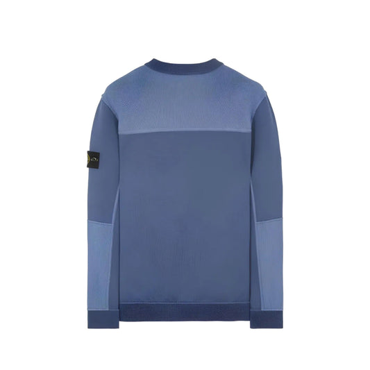 Stone Island Two-Tone Zip Pocket Crewneck Sweatshirt Blue