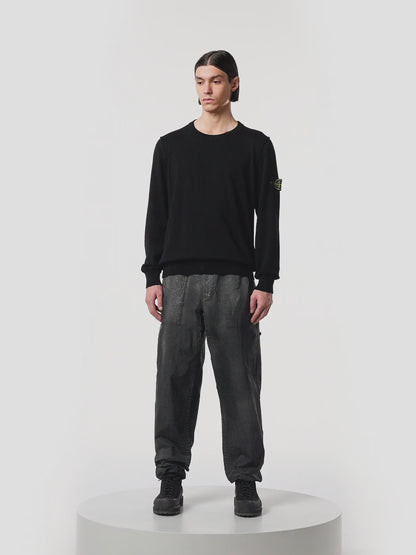 Stone Island Crewneck Jumper With rolled Edge Seams black