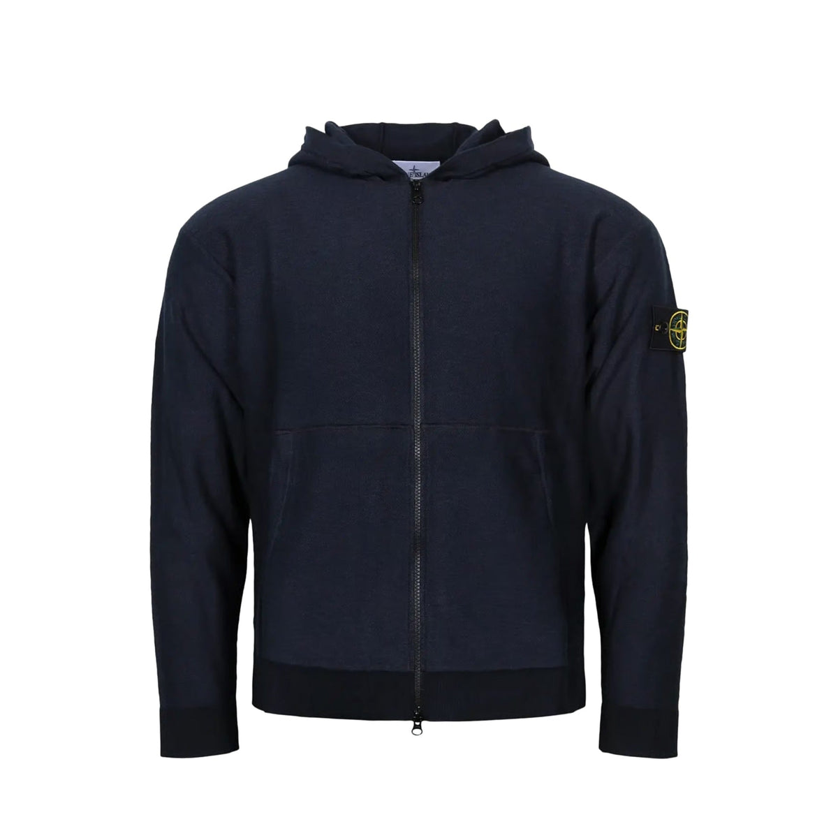 Stone Island plush stitch loose-fit zip-up hoodie Navy