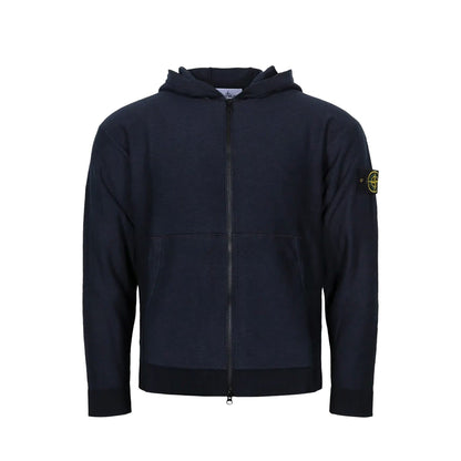 Stone Island plush stitch loose-fit zip-up hoodie Navy