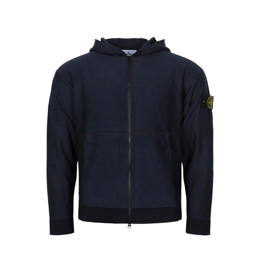 Stone Island plush stitch loose-fit zip-up hoodie Navy