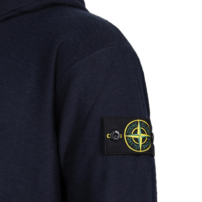 Stone Island plush stitch loose-fit zip-up hoodie Navy