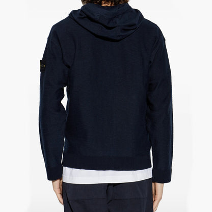 Stone Island plush stitch loose-fit zip-up hoodie Navy