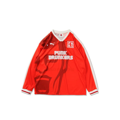 PUNK DRUNKERS - That Guy Game Shirt - L/S Jersey Red